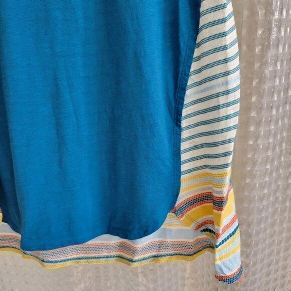 3 / $30 Soft Surroundings Top Medium Turquoise Blue Embroidered Back - Picture 3 of 7